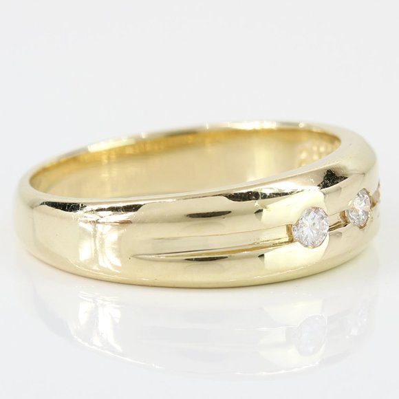 14k Yellow Gold Men's Diamond Wedding Band Ring - Picture 3 of 5